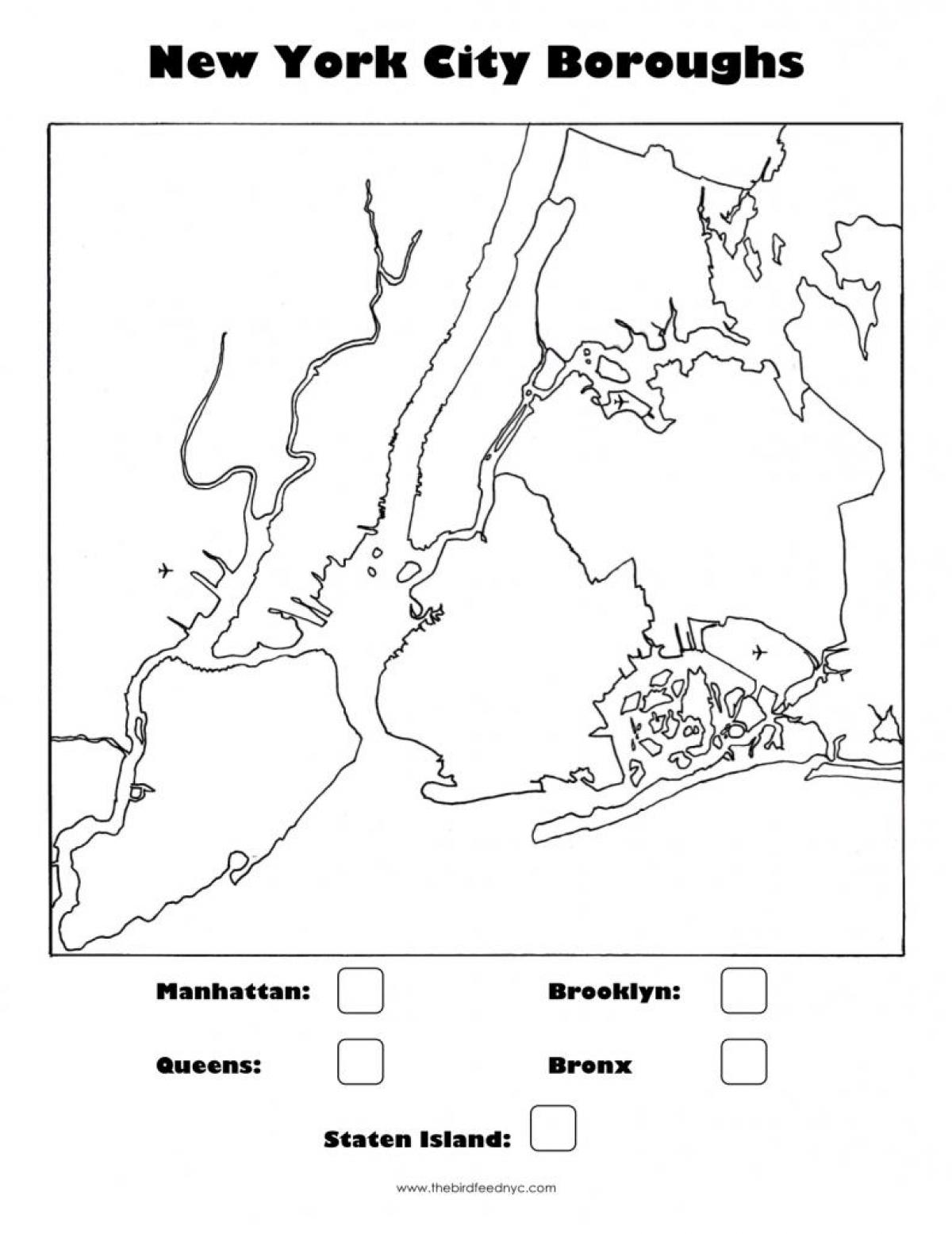 mapa em branco da Cidade de Nova York