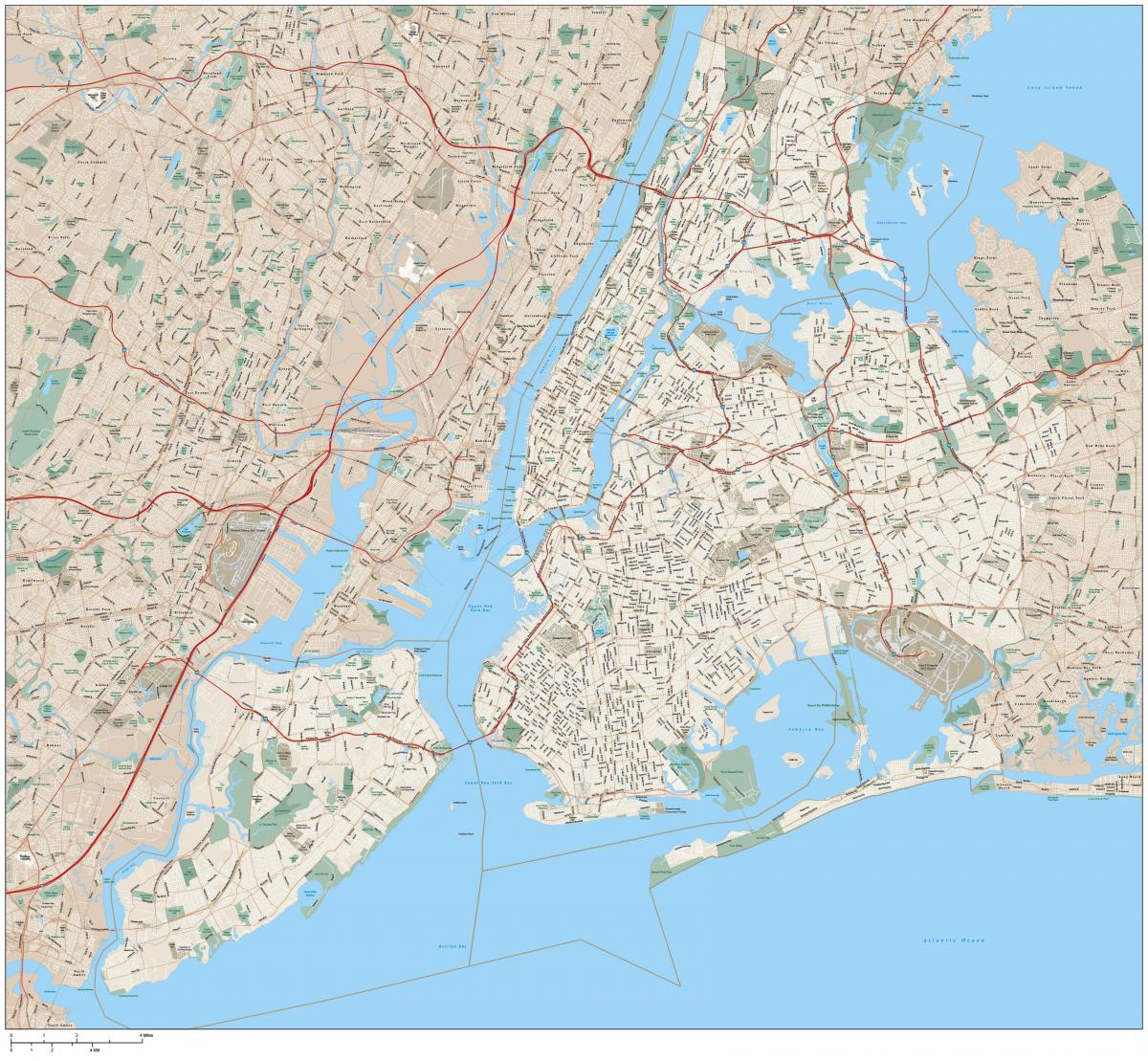 mapa detalhado da Cidade de Nova York