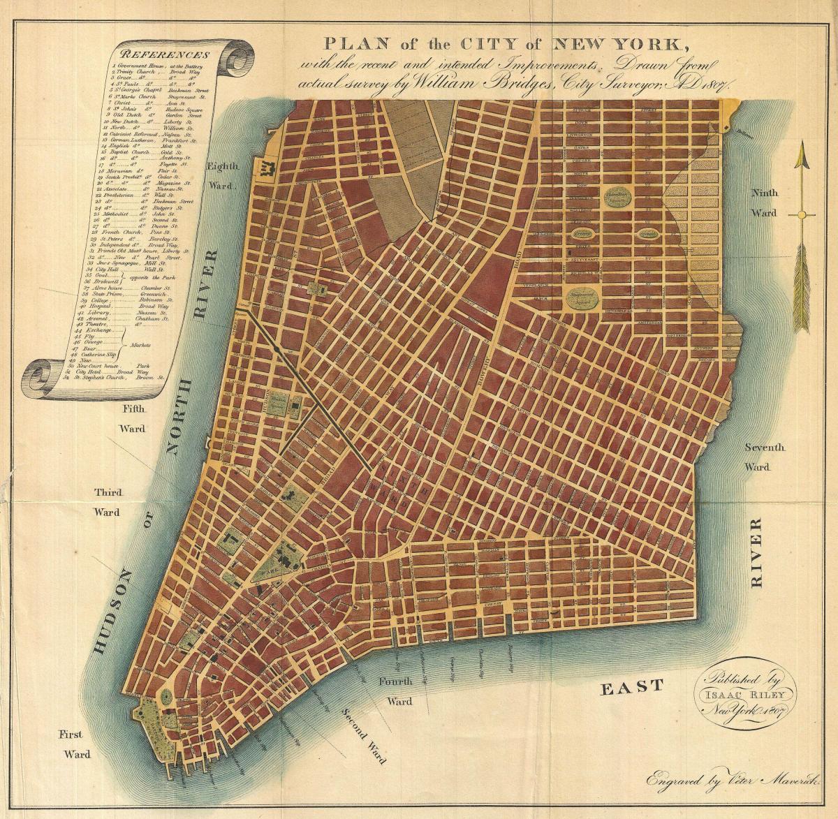 mapa da Cidade de Nova York 1800