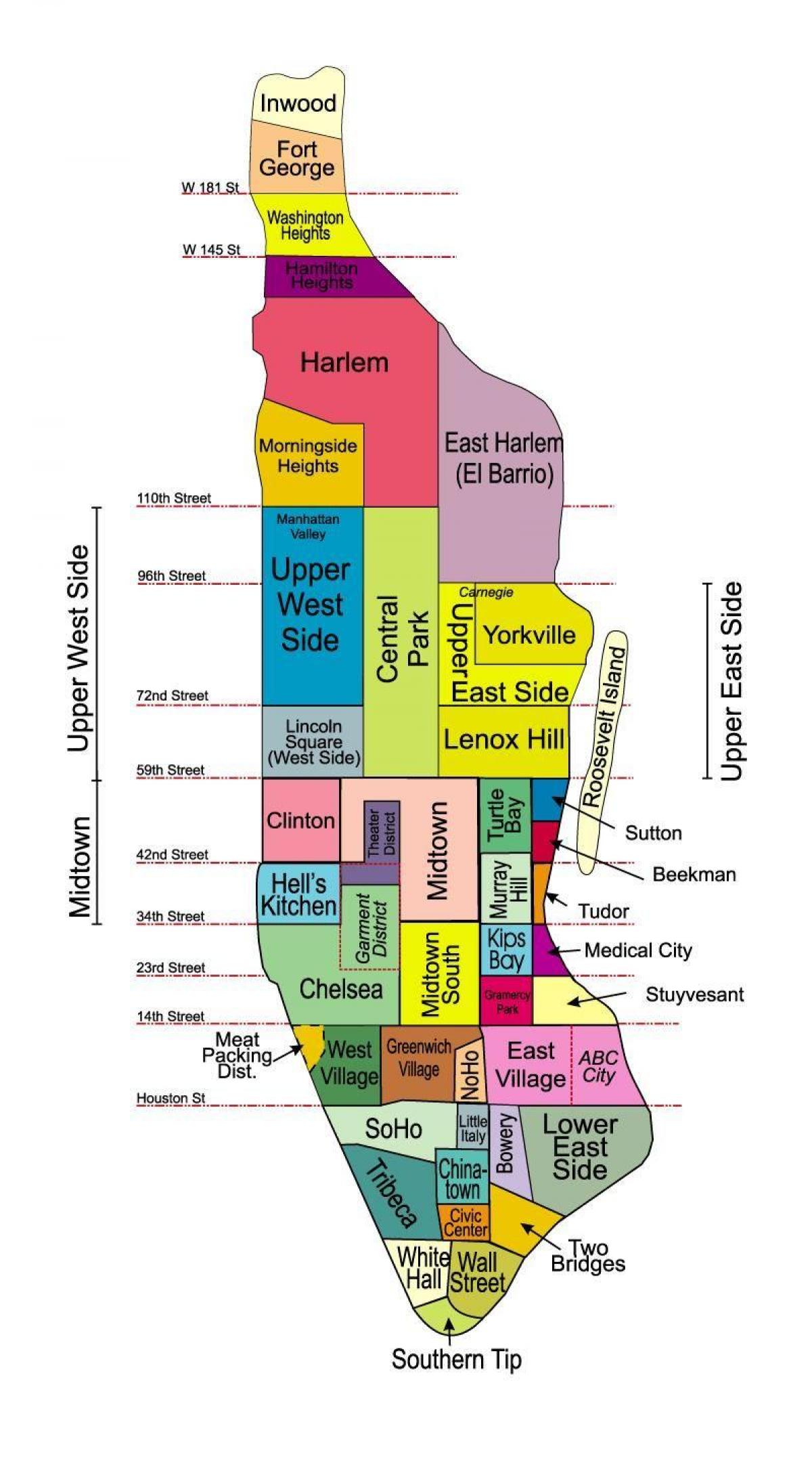 mapa da cidade de nova YORK com nomes do bairro