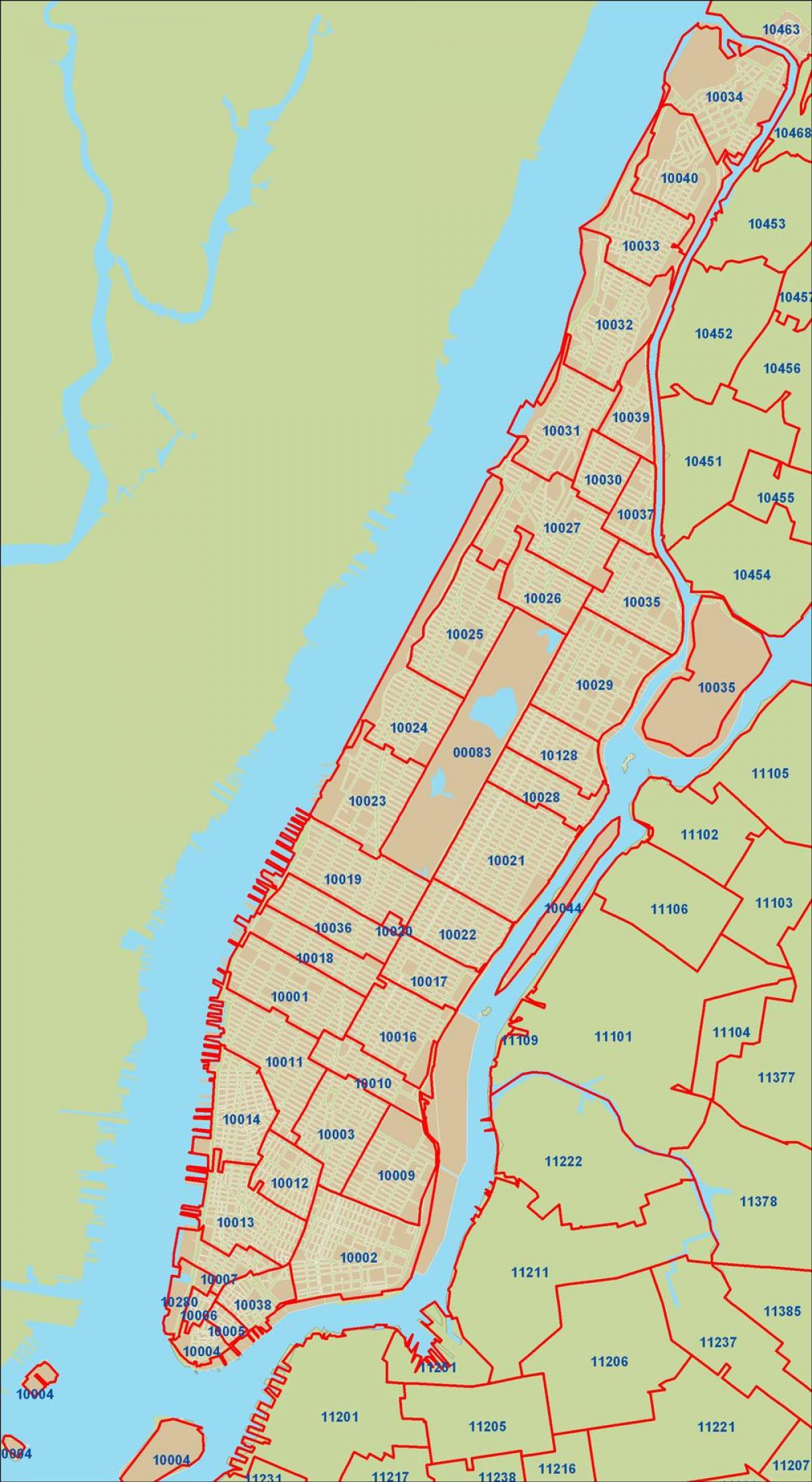 mapa de NYC código postal