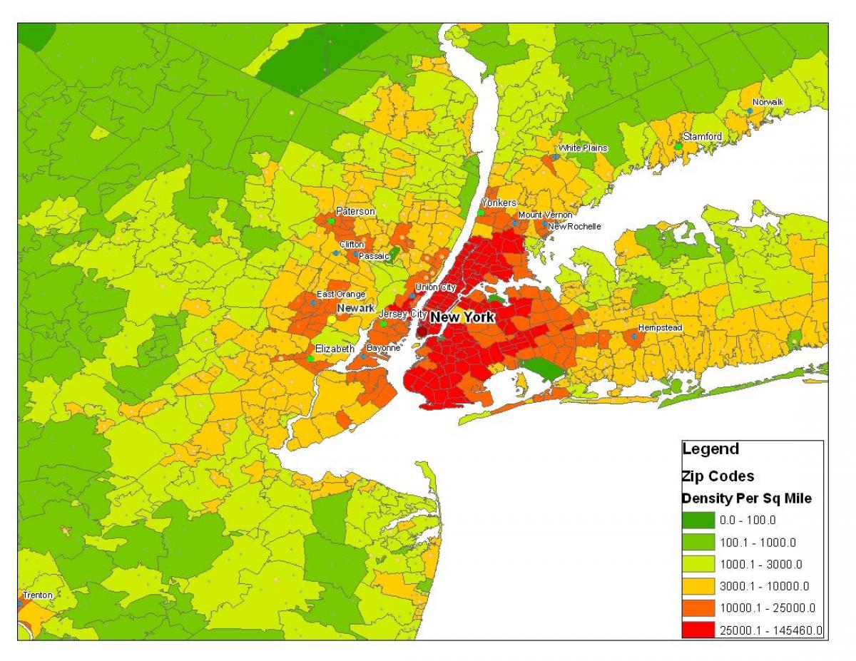 A Cidade de nova York população mapa