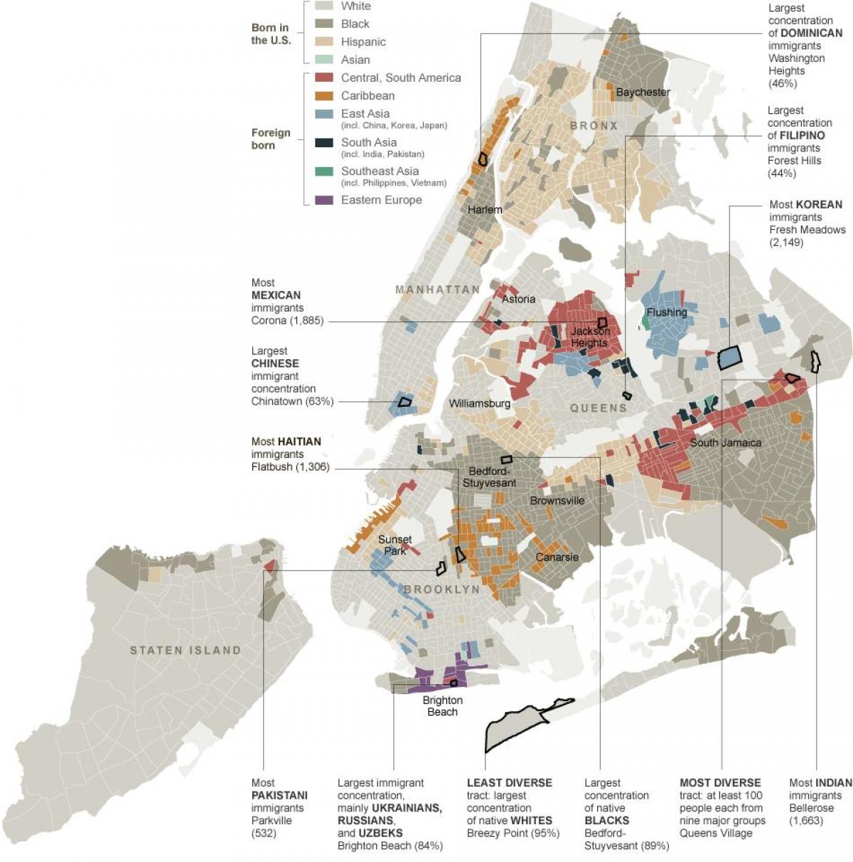 A Cidade de nova York etnia mapa