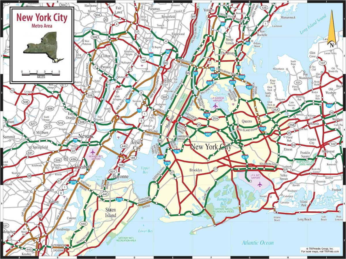 A Cidade de nova York estradas mapa