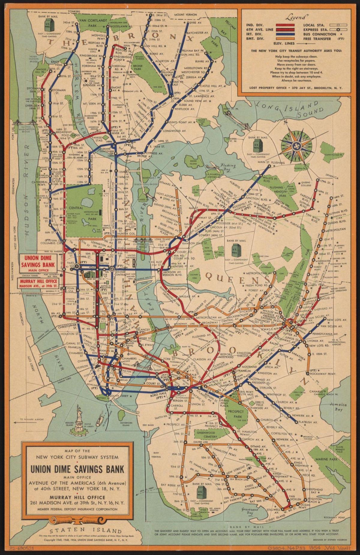 idade do metrô de Nova York mapa