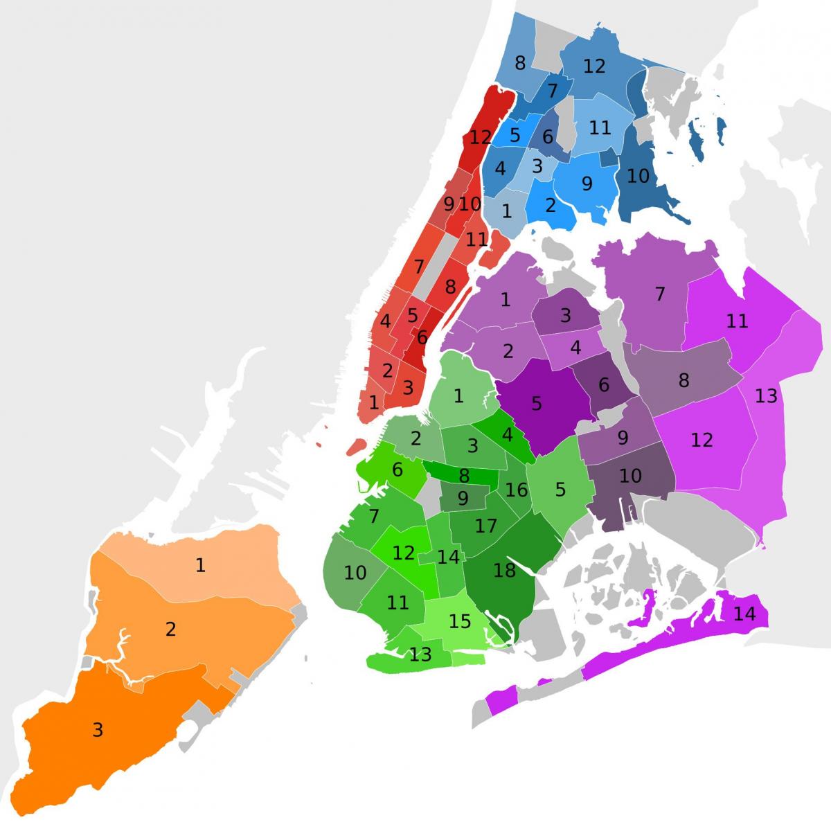 Nova York distritos mapa