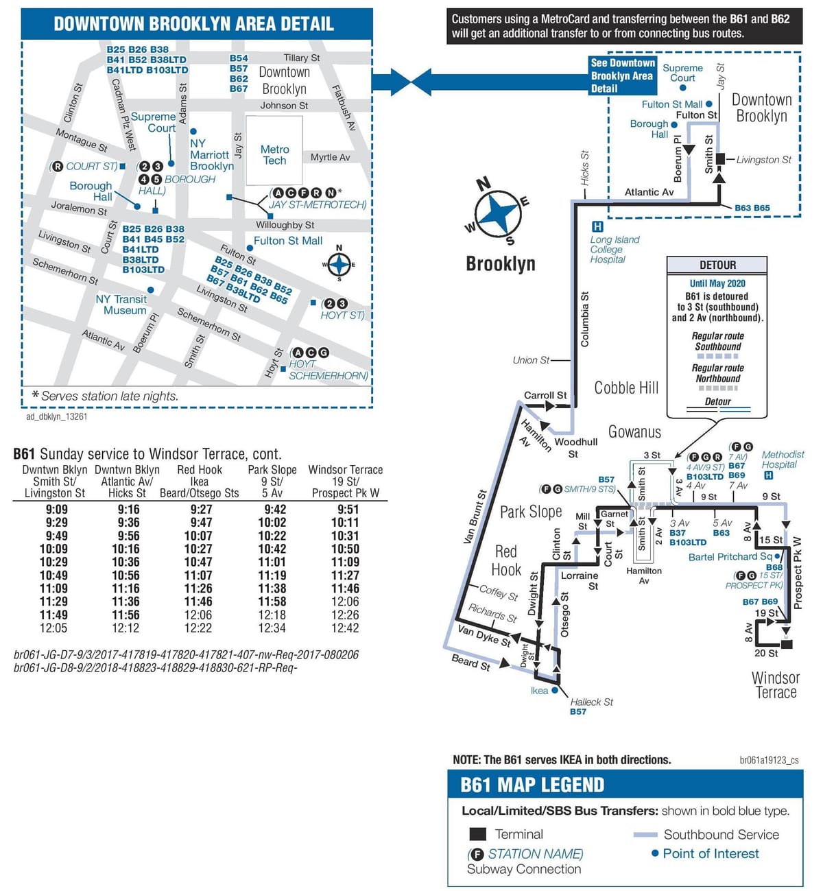 mapa de b61 ônibus