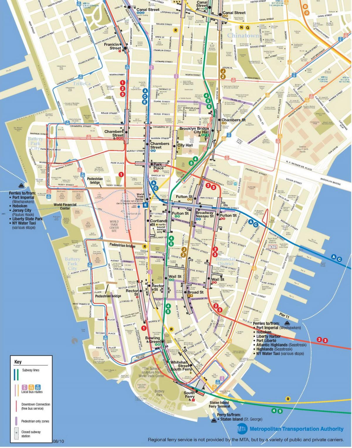 impressão do mapa do centro de Nova Iorque