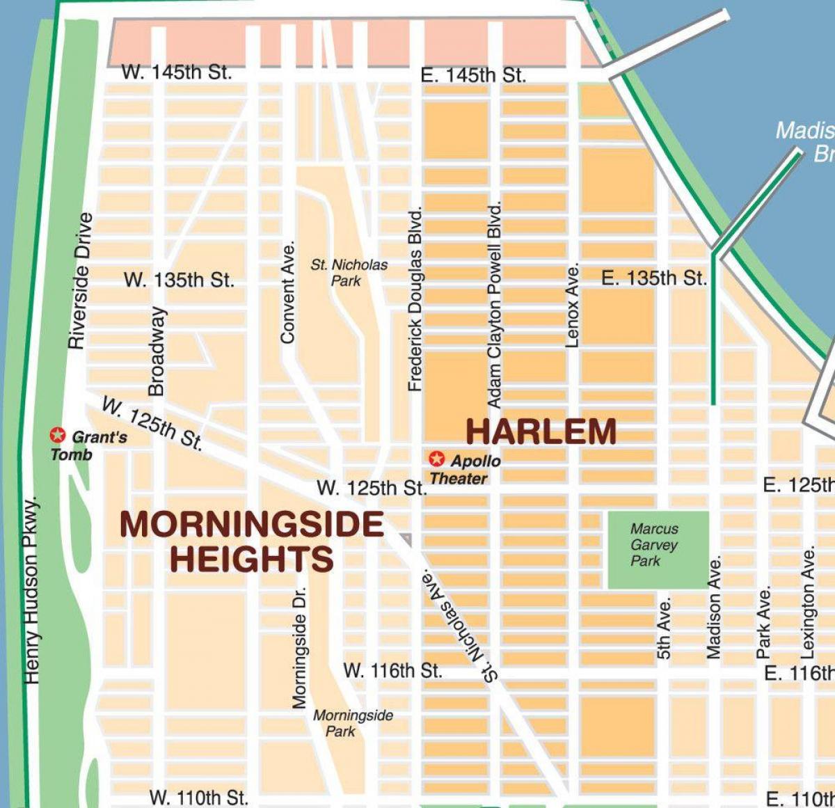 mapa do harlem, em Nova York