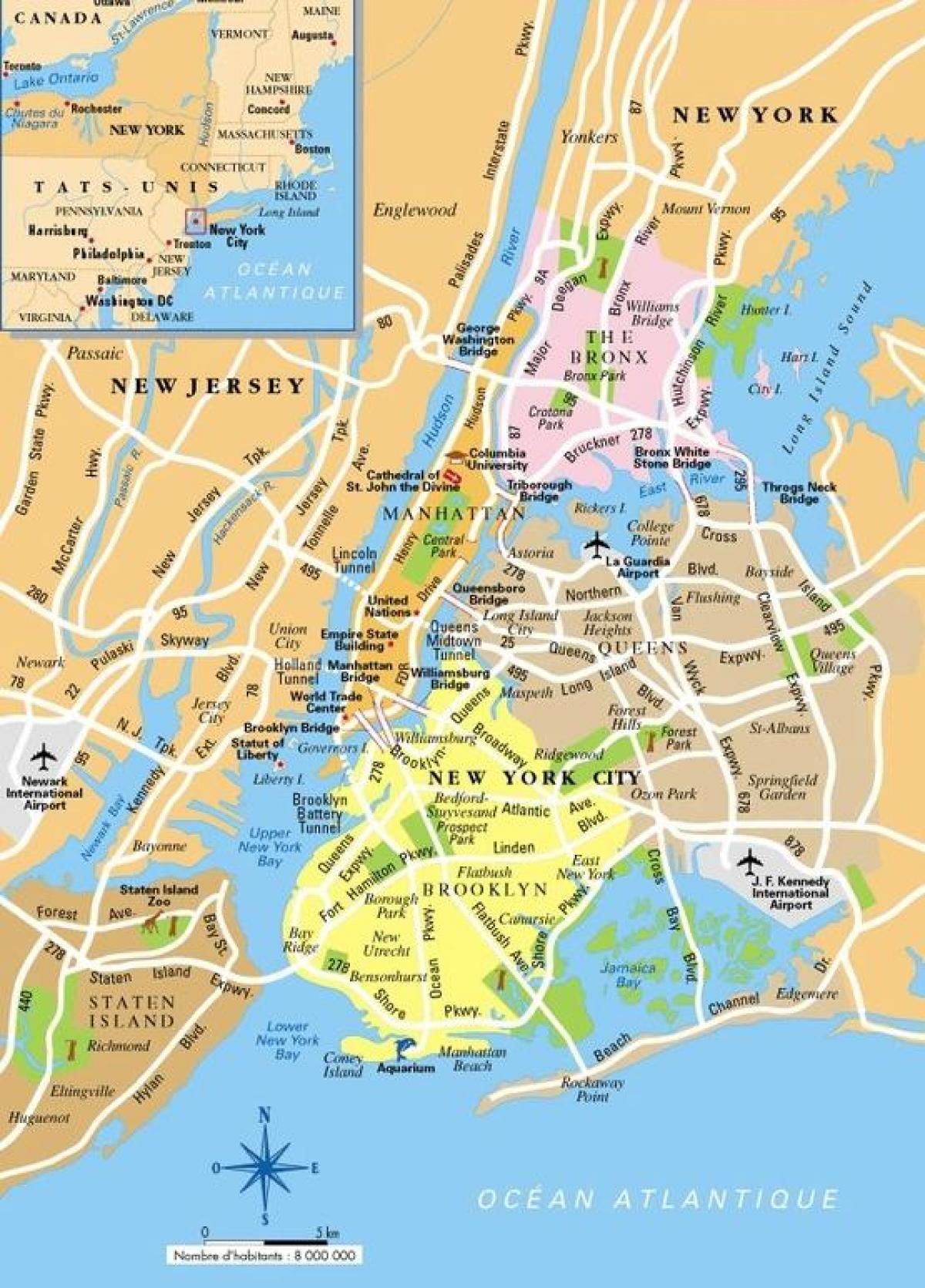 maior área de Nova York mapa