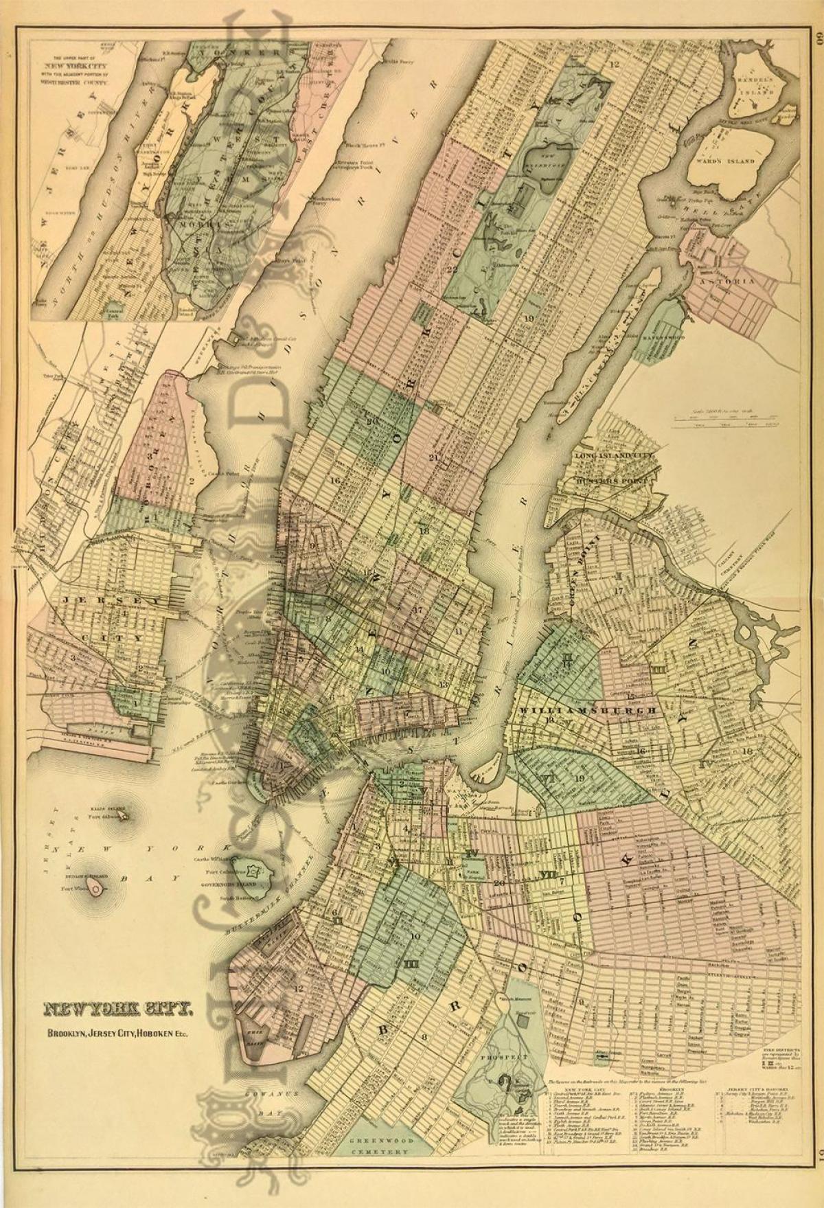 velha Nova York mapa