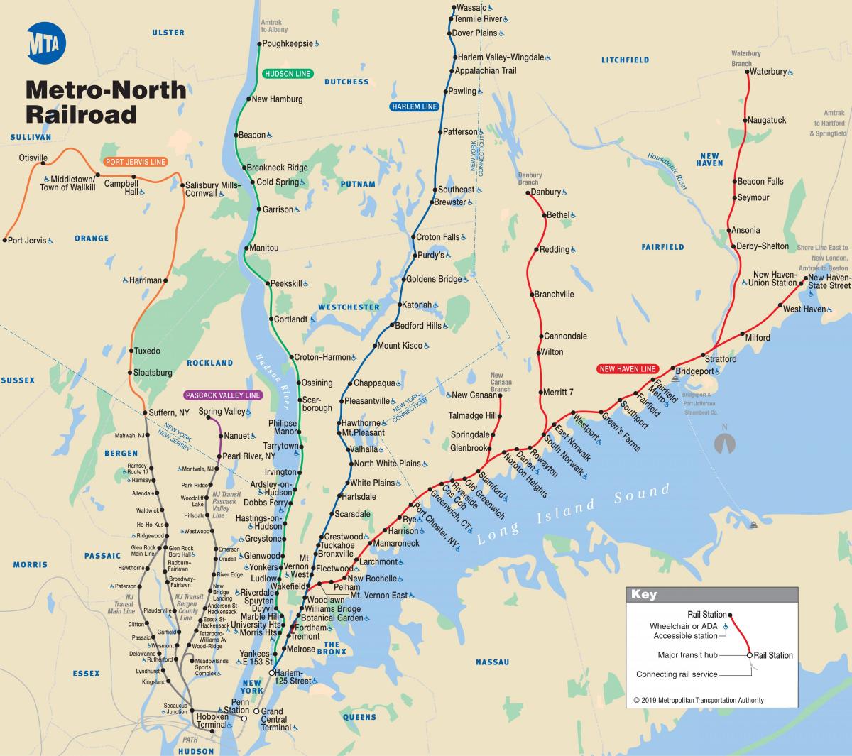 Metro de nova York para o norte do mapa