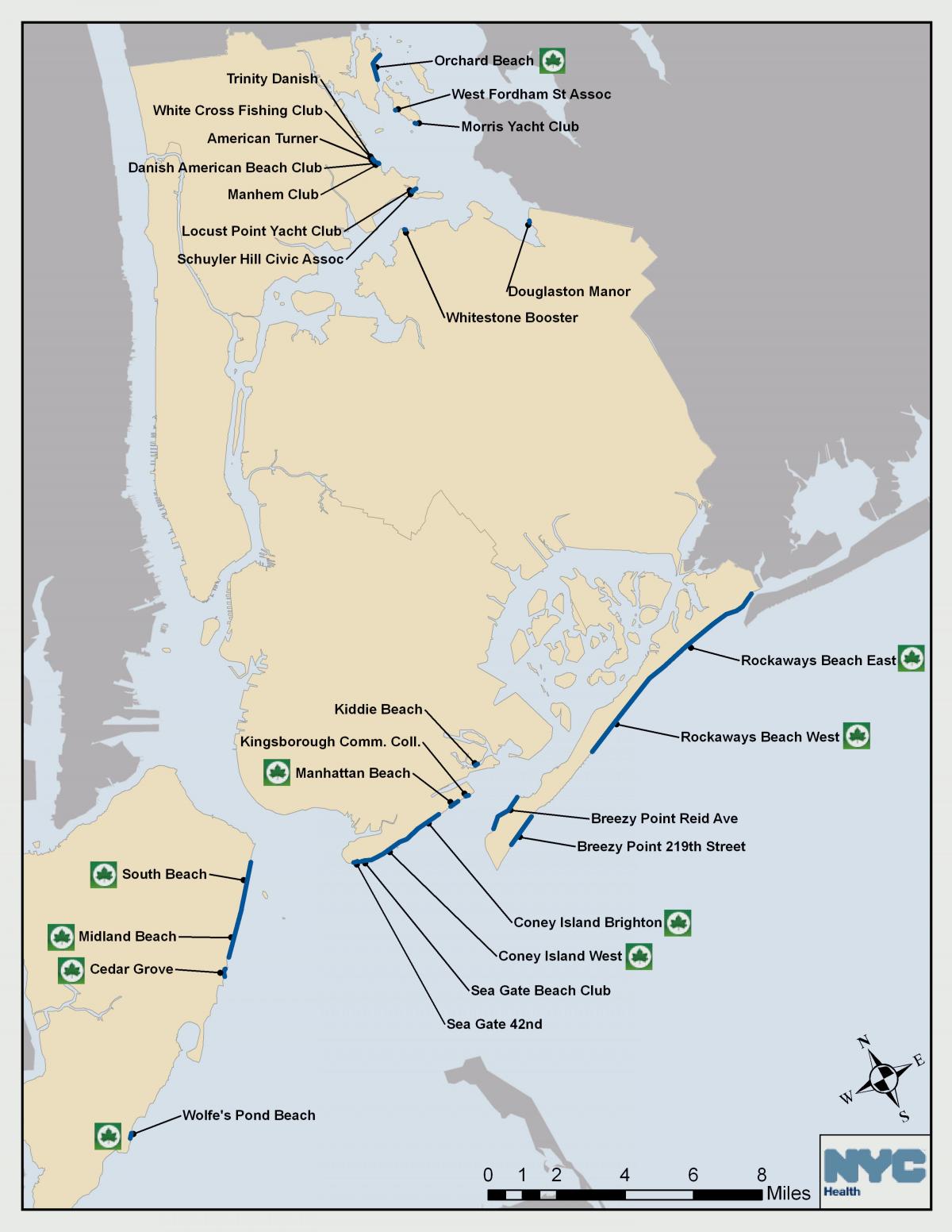 A Cidade de nova York praias mapa