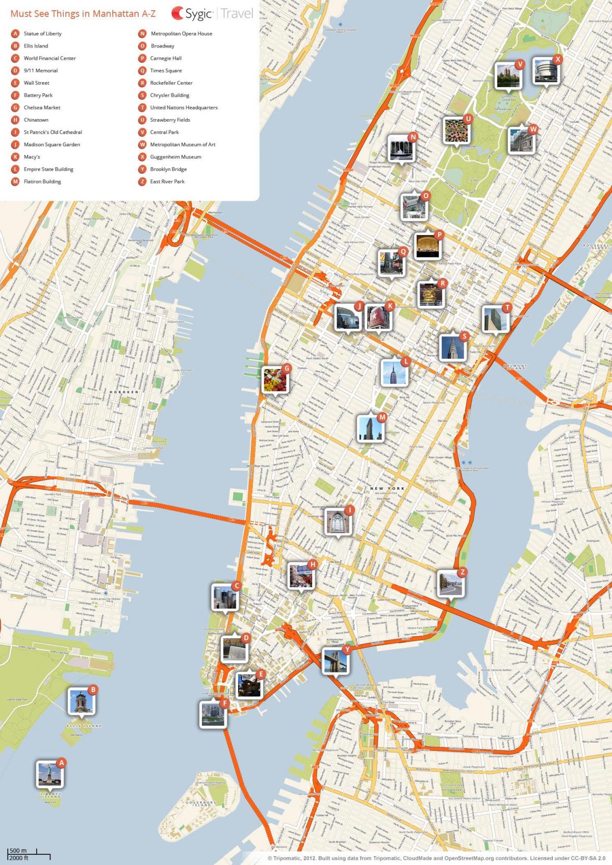 NYC mapa com os pontos de referência