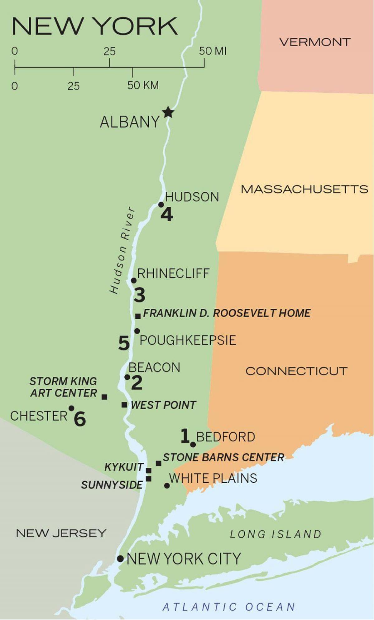 rio hudson mapa de nova YORK