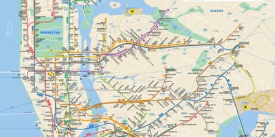 Nova York mapa de rua com estações de metrô