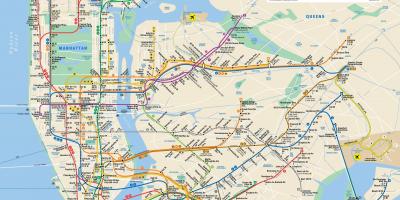Nova York mapa de rua com estações de metrô
