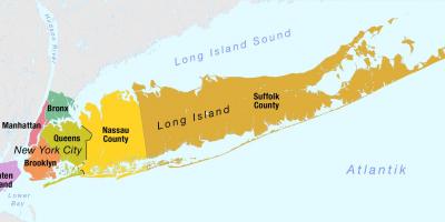 Mapa da Cidade de Nova York, incluindo long island