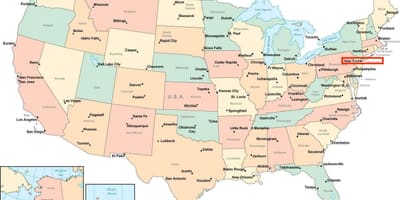 Nova York no mapa da américa