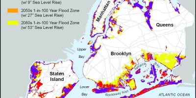 Aumento do nível do mar mapa de Nova York