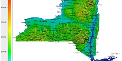 Nova York mapa de elevação